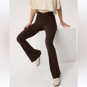 Aerie Brown Flare Leggings Crossover Waist